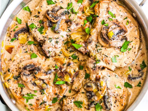 Creamy garlic pork chops